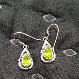 Elegant Silver and Yellow Teardrop Earrings